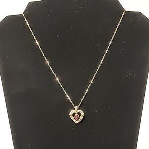 Dangling Ruby Heart Charm Necklace
